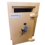A Dudley Safes safe, in gold, 65cm high, 49cm wide, 45cm deep, with key.