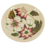 A Moorcroft Pottery dish decorated in the Bramble pattern, painted and impressed marks, 11.5cm wide,