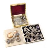 Victorian and later silver jewellery, to include a marcasite set floral brooch and necklace, a lady'