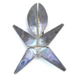 A novelty art brooch, formed as a figure on single pin back, white metal, unmarked.