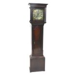 Joshua Mosley, Penistone. An 18thC oak longcase clock, with 5cm wide Roman numeric and Arabic dial,
