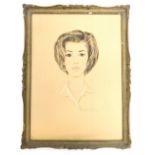 Henrietta Spencer (20thC). Portrait of a lady, quarter profile, crayon, watercolour, and chalk, date