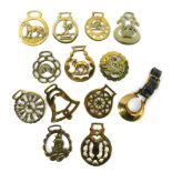 Various horse brasses, early 20thC, to include one centred with horse head, 9cm high, various others