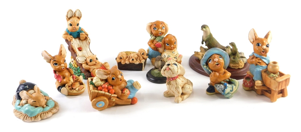 Various Pendelfin figures, to include Crocker, 11cm high, a Border Fine Arts otter, RW2 figure, and