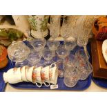 Various drinking glasses, teaware, champagne flutes, etc. (1 tray)