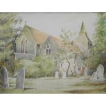 Gordon H. Wesley (b.1925). St. Lawrence Church Upminster, Essex, pastel and pencil, unsigned, 16cm x