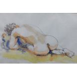 Cherry Jane McWeeny (b.1952). Reclining nude, watercolour, signed, 37cm x 30cm.