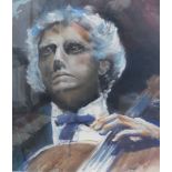 Terence C. Rees (b.1936). Paul Tortelier, watercolour and pastel, 49cm x 43cm. Signed and titled ver