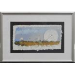 Roger Curtis (b.1945). Eart Station Goonhilly, watercolour, 15cm x 30cm. Titled and attributed vers