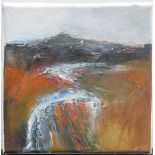 Judy Collins (20thC). Red Moor, oil on canvas, 20cm x 20cm. Signed and titled verso.