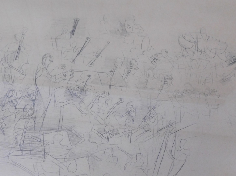 20thC School. Orchestra, unsigned, 25cm x 33cm, and another orchestra. (2) - Image 2 of 3