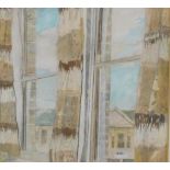 •Eileen Hogan (b.1946). Greek windows, watercolour, attributed verso, 35cm x 22cm.