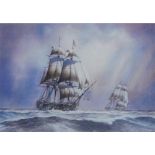 David C. Bell (b.1950). HMS Victory 1805, artist signed limited edition print number 8/100, 15cm x 2