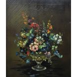 Bettina (20thC School). Floral still life in a vase, oil on canvas, signed, 60cm x 49.5cm.