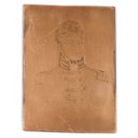 An early 19thC copper plate, of rectangular form, engraved to the obverse with a half length portrai