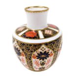 A Royal Crown Derby Old Imari pattern porcelain vase, of shouldered cylindrical tapering form with a