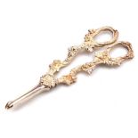 A pair of Elizabeth II silver grape scissors, each handle profusely decorated with grapes, vines etc