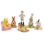 Six Royal Doulton figures from the Winnie The Pooh Collection, comprising Rabbit Reads The Plan, WP2