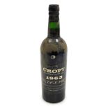 A bottle of 1963 Croft Vintage Port.