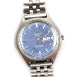 A Tissot Seastar stainless steel cased gentleman's wristwatch, blue textured dial, centre seconds, d