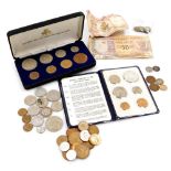 A Heritage Mint Sterling Collection of coins, half crown to penny, in case, Edward VII third farthin
