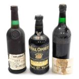 Three bottles of vintage port, comprising Taylor's Old Tawny 1982, Taylor's 1970, label loose, and R