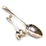 A George III silver Old English pattern serving spoon, initial engraved, Peter and Ann Bateman, Lond