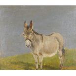 Attributed to Charles E. M. Baldock (1876-1941). Study of a donkey, oil on board, paper label verso