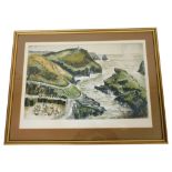 After Jeremy King. Boscastle, colour lithograph, signed limited edition number 92/295, 40cm x 61cm.