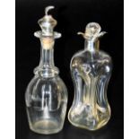 An Edward VII cut glass and silver mounted decanter, of hour glass form, with stopper, WJ Myatt and