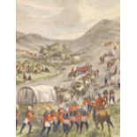 A Victorian colour lithograph, depicting camp of the 80th Regiment on the Zulu border, 28cm x 21cm.