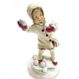 A Royal Worcester porcelain figure of December, 3458, modelled by F.G. Doughty, printed marks, 17cm