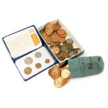 A small assortment of British pre-decimal coinage, including pennies for 1967, etc.