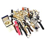 Lady's and gentleman's dress wristwatches, including Emporio Armani, Bernex, Onsa, Raymond Weil, and