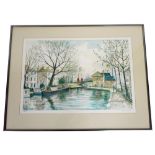 After Jeremy King. Canal side/Little Venice, Regents Canal, Lincoln, colour lithograph, signed limit