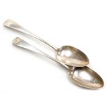 A pair of George III silver Old English pattern serving spoons, initial engraved, Thomas Wallis II,