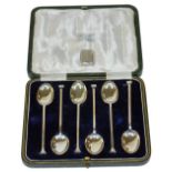 A set of six George V silver seal top coffee spoons, George Bishop and Sons, Sheffield 1923, 1.73oz,