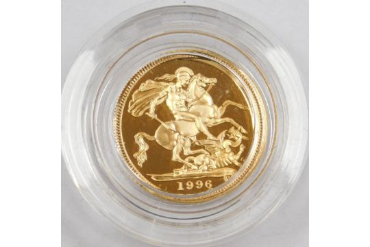 An Elizabeth II gold half sovereign, 1996, 4g, with Royal Mint case and packaging. - Image 2 of 3