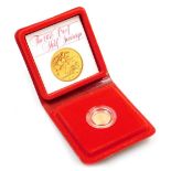 An Elizabeth II gold half sovereign, 1980, 4g, with Royal Mint case and packaging.