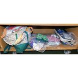 A group of fabric off cuts, contained in a patchwork bag, etc. (1 shelf)