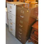 An Art Metal four drawer metal filing cabinet, in brown, 133cm high, 46cm wide, 62cm deep, together