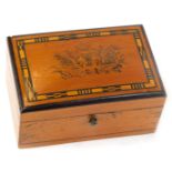 A French wooden souvenir box, inscribed Souvenir de Fontainebleau, with hinged side panel, 5cm high,