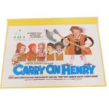 A 1970s film poster Carry On Henry, 75cm x 102cm. Mike Bell was a prolific artist of film posters t