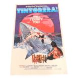 A 1980s film poster for Tintorera!, 102cm x 69cm. Mike Bell was a prolific artist of film posters t