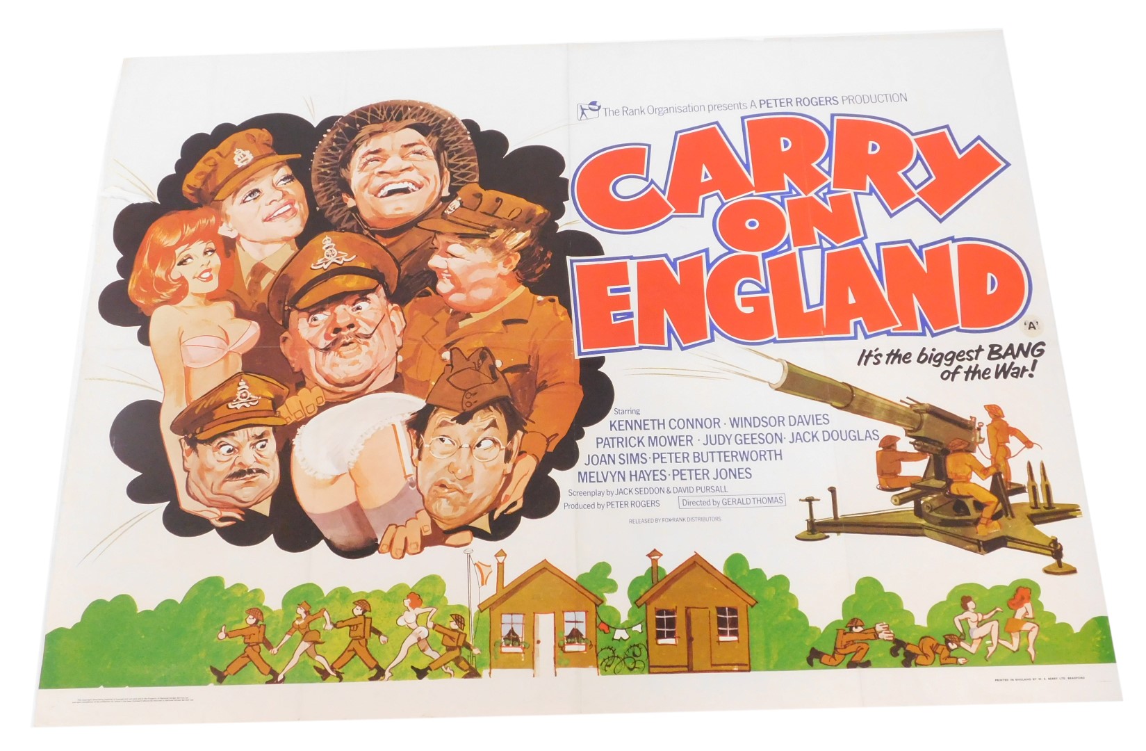 A 1970s film poster Carry on England, 75cm x 102cm. Mike Bell was a prolific artist of film posters