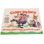 A 1970s film poster Carry On Dick, 75cm x 102cm. Mike Bell was a prolific artist of film posters th