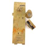 A Lockerbie & Wilson, Locwil of Tipton brass door lock, possibly for a hotel room showing vacancy, 3