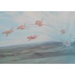 After Robert Taylor. The Red Arrows 1980, print, signed by Squadron Leader Brian Hoskins, 42cm x 51c