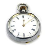 An early 20thC Continental silver lady's pocket watch, open faced, keyless wind, enamel dial bearing