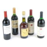 Five bottles of red wine, comprising a Clos de Ramage 1994, a Bulgarian Vintners Cabernet Sauvignon
